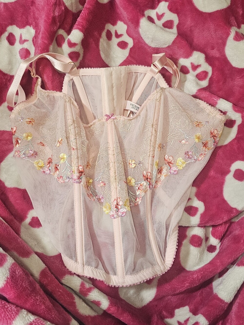 NWT VICTORIA’S SECRET  XL UNLINED FLORAL CORSET